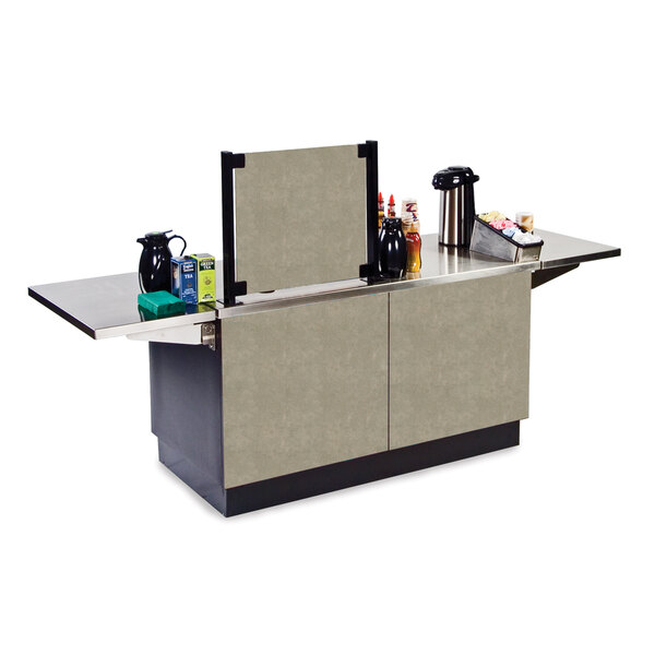 Lakeside 6120BS Mobile Stainless Steel Coffee Kiosk with Beige Suede Laminate Finish - 96 1/4" x 30" x 56"