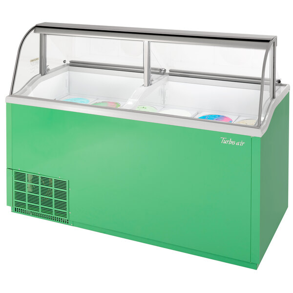 Turbo Air TIDC-70G-N 70" Green Low Curved Glass Ice Cream Dipping Cabinet