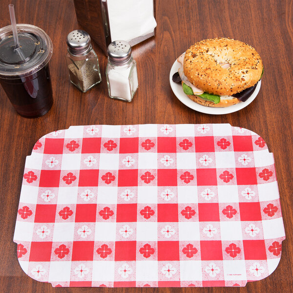 Hoffmaster 309000 10" x 14" Red Gingham Paper Placemat - 1000/Case