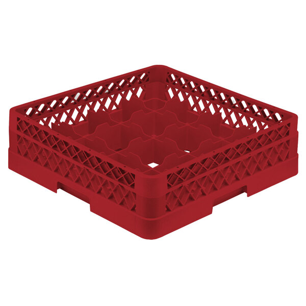 Vollrath TR8A Traex® Full-Size Red 16-Compartment 4 13/16" Glass Rack with Open Rack Extender On Top