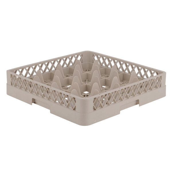 A white plastic basket with 16 compartments and holes.