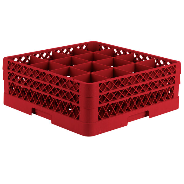 Vollrath TR8DD Traex® Full-Size Red 16-Compartment 6 3/8" Glass Rack