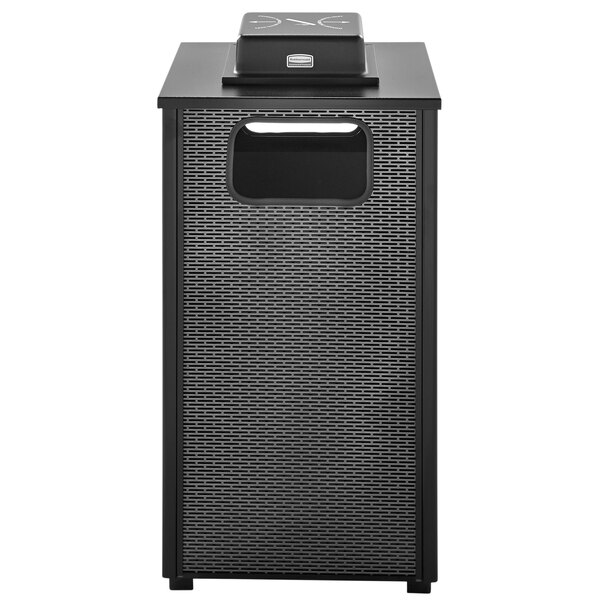 Rubbermaid FGR18WU500PL Dimension 500 Series Black with Anthracite Perforated Steel Panels Square Steel Ash/Trash Receptacle with Weather Urn and Rigid Plastic Liner 24 Gallon