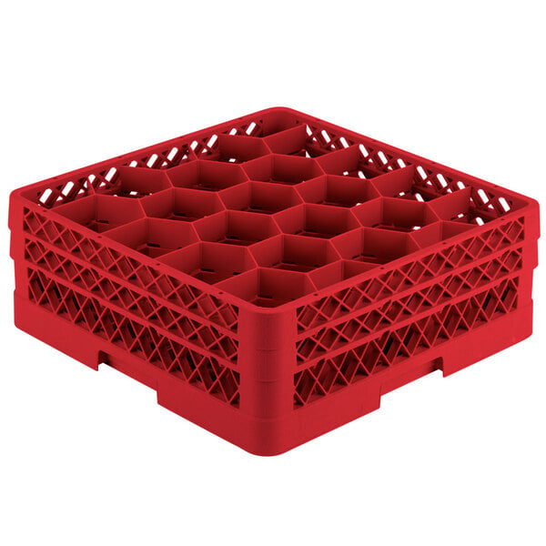 Vollrath TR11GG Traex® Rack Max Full-Size Red 20-Compartment 6 3/8" Glass Rack