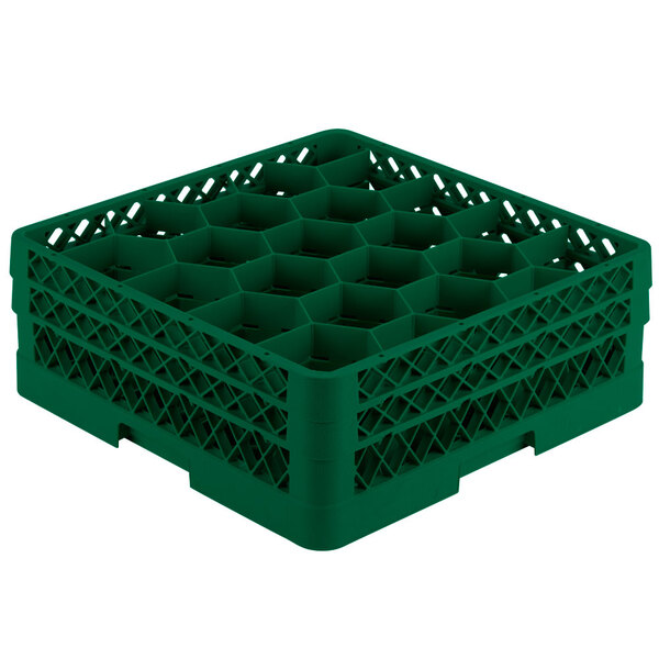 Vollrath TR11GA Traex® Rack Max Full-Size Green 20-Compartment 6 3/8" Glass Rack with Open Rack Extender On Top
