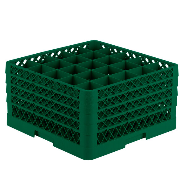 Vollrath TR6BBBB Traex® Full-Size Green 25-Compartment 9 7/16" Glass Rack