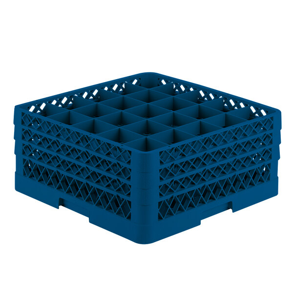Vollrath TR6BBB Traex® Full-Size Royal Blue 25-Compartment 7 7/8" Glass Rack