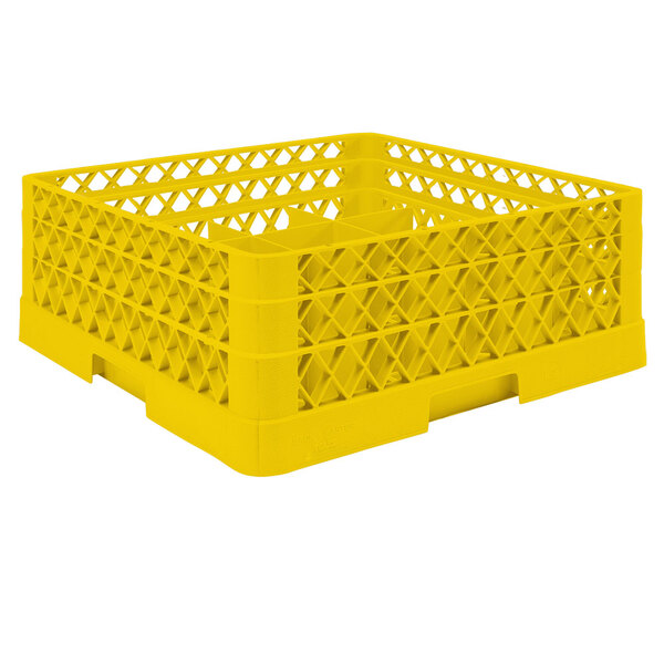 Vollrath TR6BA Traex® Full-Size Yellow 25-Compartment 6 3/8" Glass Rack with Open Rack Extender On Top