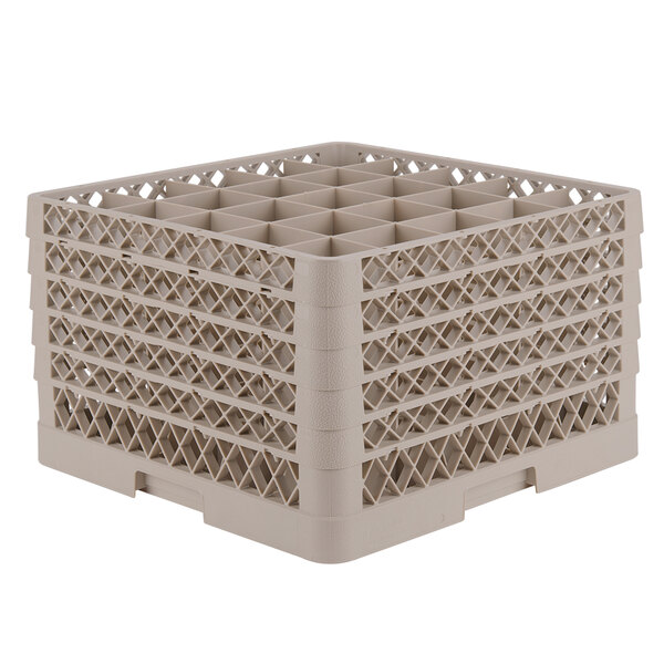 Vollrath TR6BBBBB Traex® Full-Size Beige 25-Compartment 11" Glass Rack