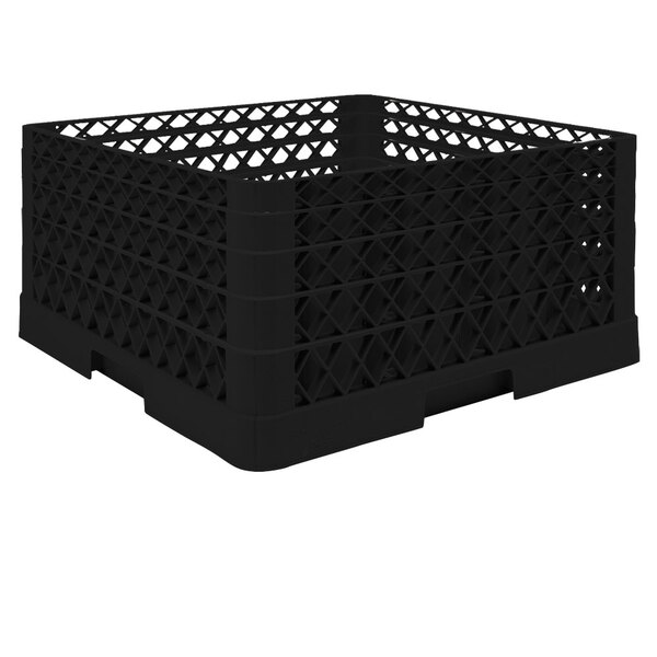 A Vollrath black plastic glass rack with grids.