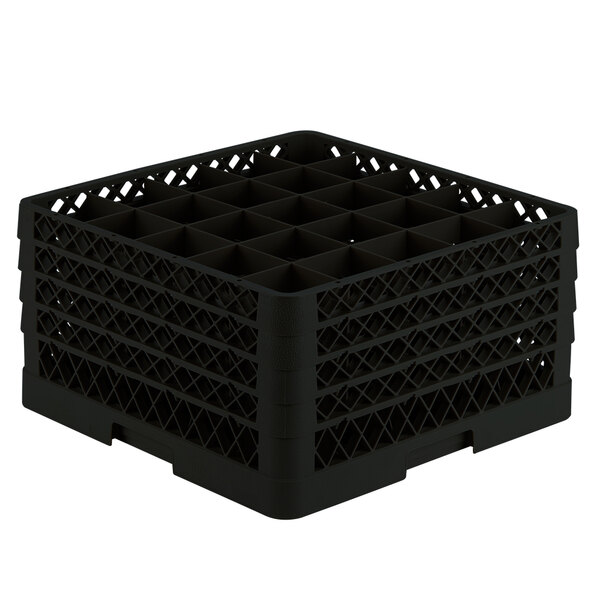 Vollrath TR6BBBB Traex® Full-Size Black 25-Compartment 9 7/16" Glass Rack