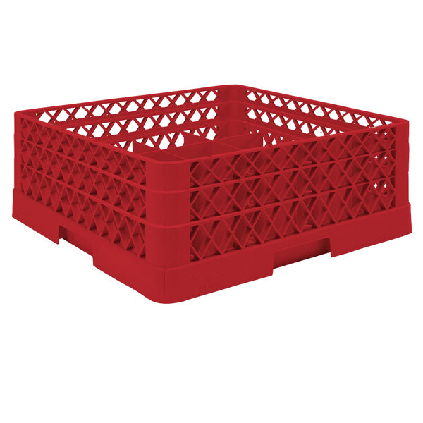 Vollrath TR6BA Traex® Full-Size Red 25-Compartment 6 3/8" Glass Rack with Open Rack Extender On Top
