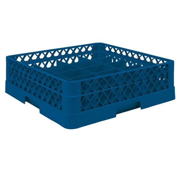 Vollrath TR6A Traex® Full-Size Royal Blue 25-Compartment 4 13/16" Glass Rack with Open Rack Extender On Top