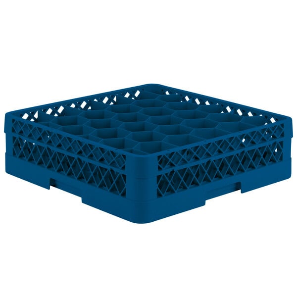 Vollrath TR12A Traex® Rack Max Full-Size Royal Blue 30-Compartment 4 13/16" Glass Rack with Open Rack Extender On Top