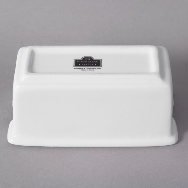 10 Strawberry Street WTR5SQBX Whittier 5 1/8" x 2 7/8" White Porcelain Sugar Packet Holder 48
