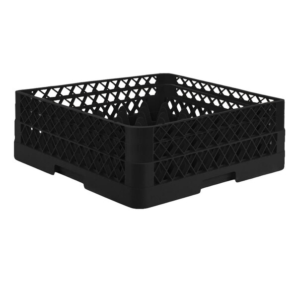 Vollrath TR7CA Traex® Full-Size Black 36-Compartment 6 3/8" Glass Rack with Open Rack Extender On Top