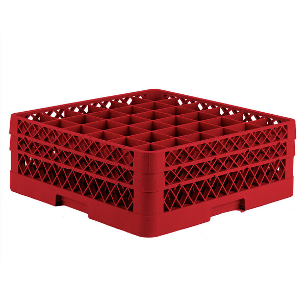 Vollrath TR7CC Traex® Full-Size Red 36-Compartment 6 3/8" Glass Rack