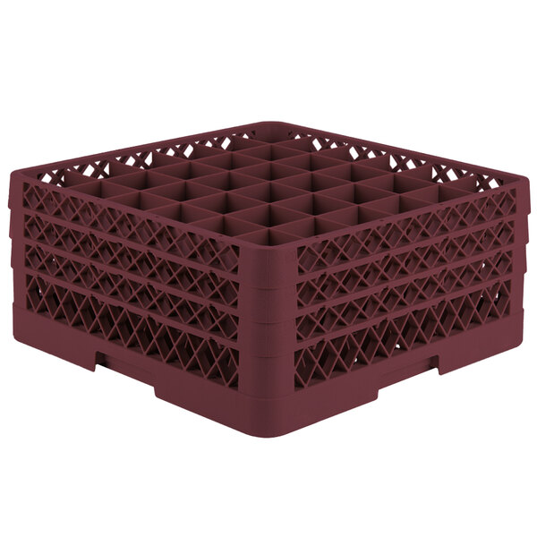 Vollrath TR7CCC Traex® Full-Size Burgundy 36-Compartment 7 7/8" Glass Rack
