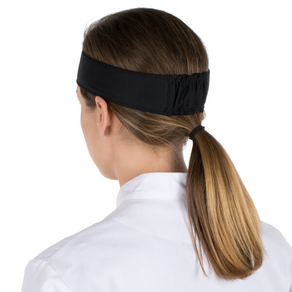 Headsweats Black Customizable Headband | WebstaurantStore