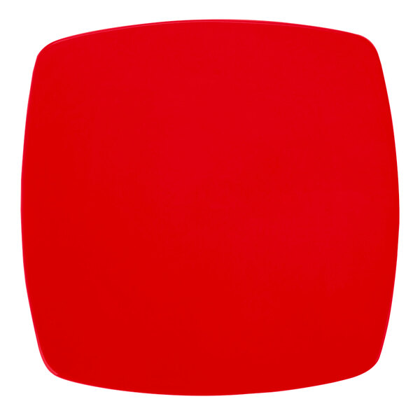 A red square CAC Clinton stoneware plate.