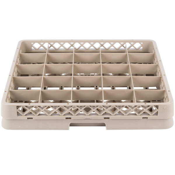 A white plastic Vollrath Traex glass rack with 36 compartments.