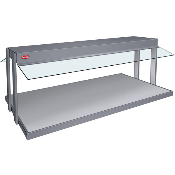 A grey granite Hatco countertop buffet warmer with glass shelves.