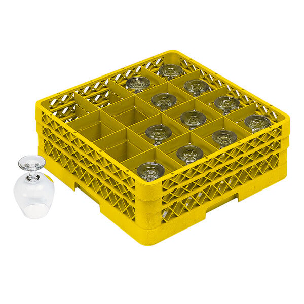 Vollrath TR4DDD Traex® Full-Size Yellow 16-Compartment 7 7/8" Cup Rack