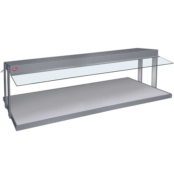 A Hatco countertop buffet warmer with a grey granite top and shelves.