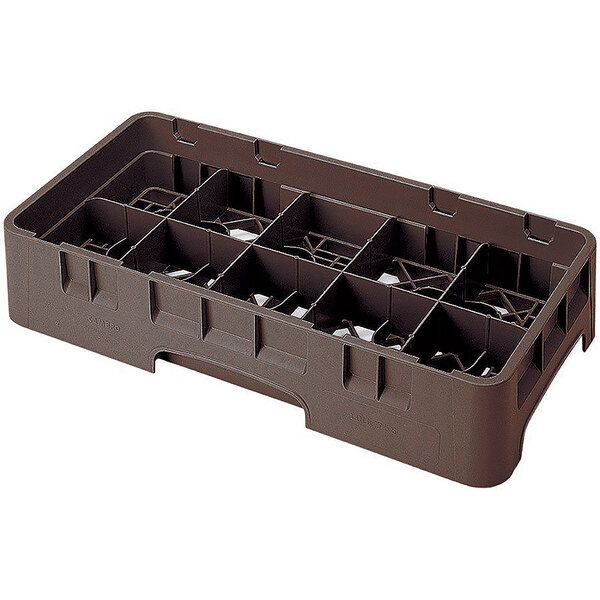 Cambro 10HS958167 Brown Camrack 10 Compartment 10 1/8" Half Size Glass Rack with 5 Extenders