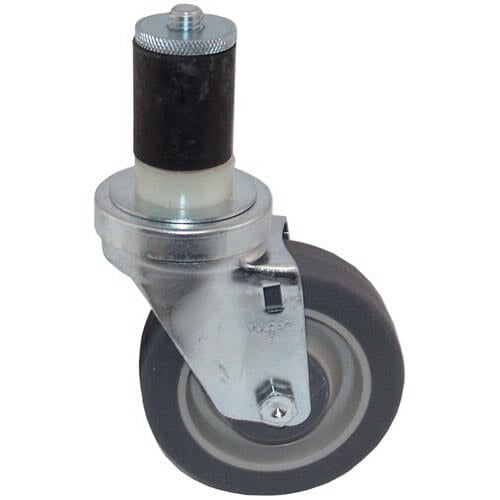 A black and white swivel caster wheel with a metal base.