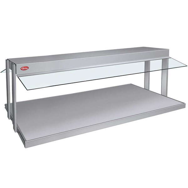 A stainless steel Hatco buffet warmer with glass shelves.