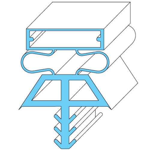 A blue and white diagram with black lines of a All Points Magnetic Door Gasket.