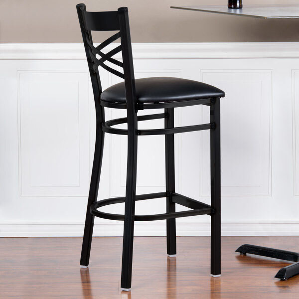 Lancaster Table & Seating Cross Back Bar Height Chair with 2 1/2" Padded Seat