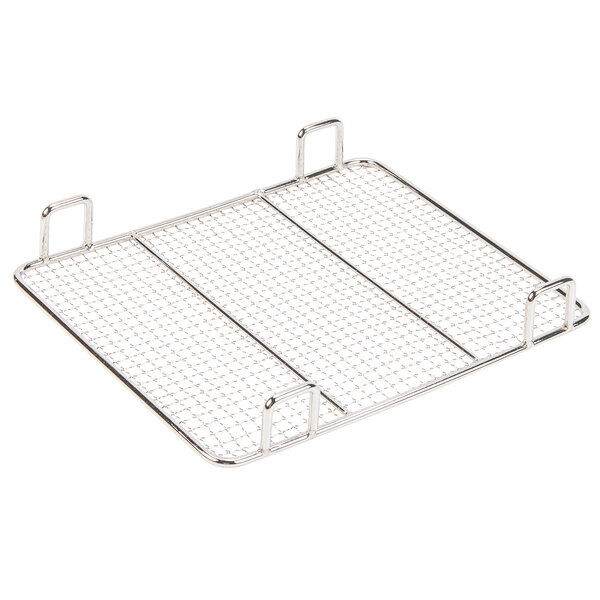 A stainless steel metal grid with wire mesh.