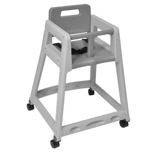Koala Kare KB85001WKD Gray Ready to Assemble Stackable Plastic High Chair with Casters