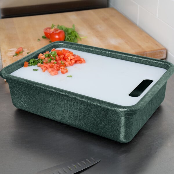 HS Inc. HS1050C Prep n Serve 17 1/2" x 12 1/2" Jalapeno Deep Tote and Cutting Board Set