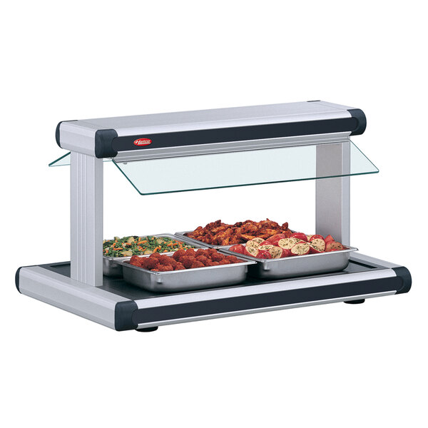 Hatco GR2BW-30 30" Glo-Ray White Granite Designer Buffet Warmer with Black Insets and Infinite Controls - 120/208V, 1230W