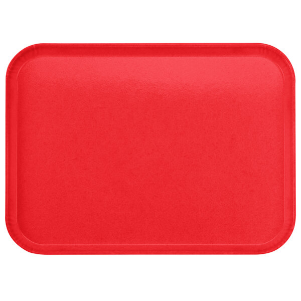 A red rectangular Carlisle Glasteel tray with a white border.