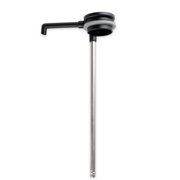 A Bunn metal stem assembly for an airpot with a black and silver handle.