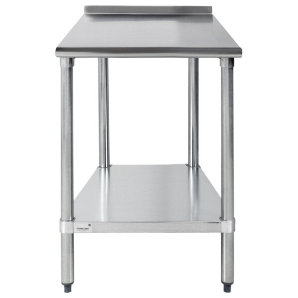 Advance Tabco FLAG-302-X 30" x 24" 16 Gauge Stainless Steel Work Table with 1 1/2" Backsplash and Galvanized Undershelf