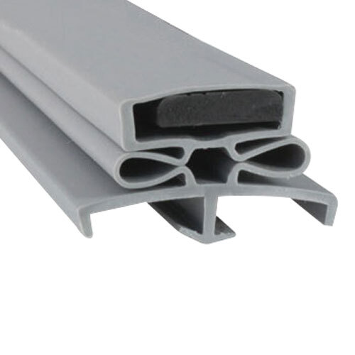 A pair of grey plastic Delfield equivalent magnetic door gasket strips with two holes.