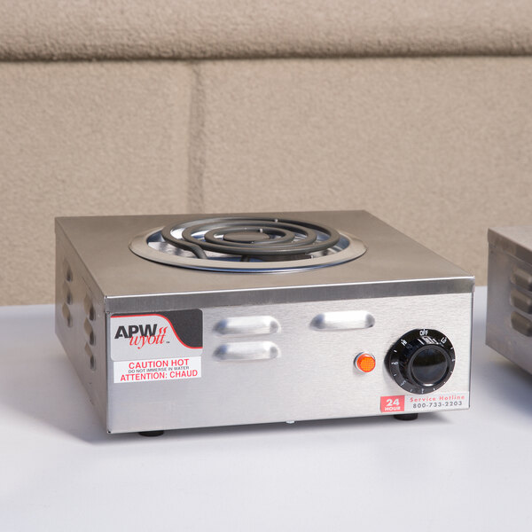 APW Wyott CP-1A Workline Single Open Burner Portable Electric Hot Plate - 120V, 1250W