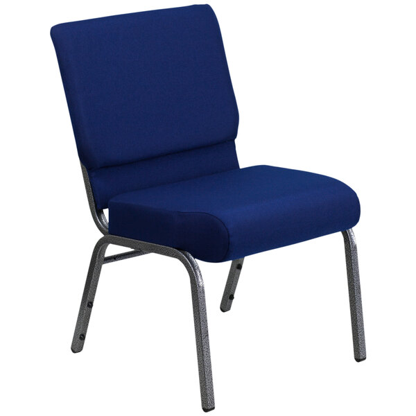 Flash Furniture FD-CH0221-4-SV-NB24-GG Navy Blue 21" Extra Wide Church Chair with Silver Vein Frame
