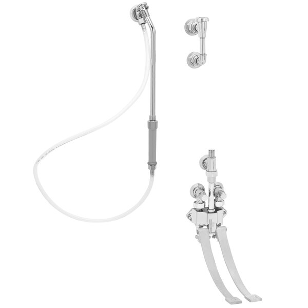 T&S B067654V Bedpan Washer with Pedal Valves and Wall Hook Outlet 54" Vinyl Hose with