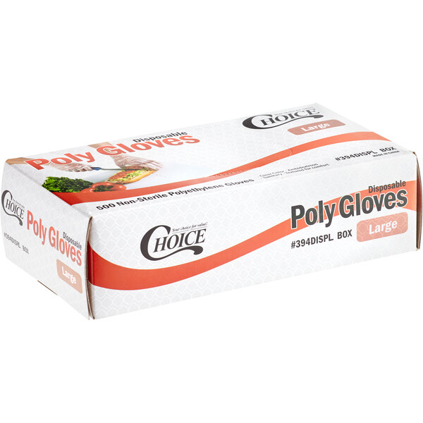 Choice Disposable Poly Gloves Large for Food Service 500/Box