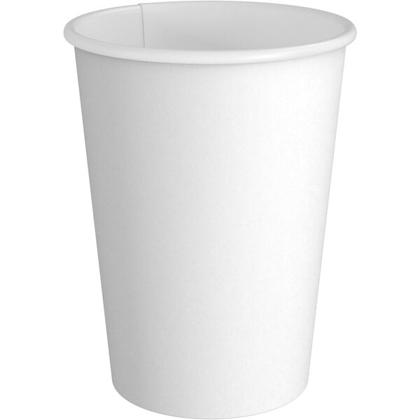 Choice 12 oz. White Poly Paper Hot Cup - 1000/Case