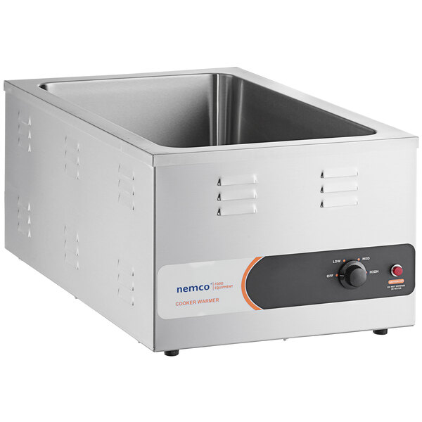 A stainless steel Nemco countertop food cooker / warmer with a control panel.