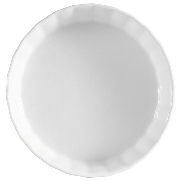CAC QCD-10 10" White Fluted China Quiche Dish - 12/Case