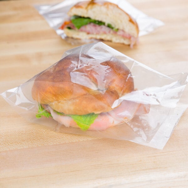 A sandwich in a LK Packaging plastic bag.