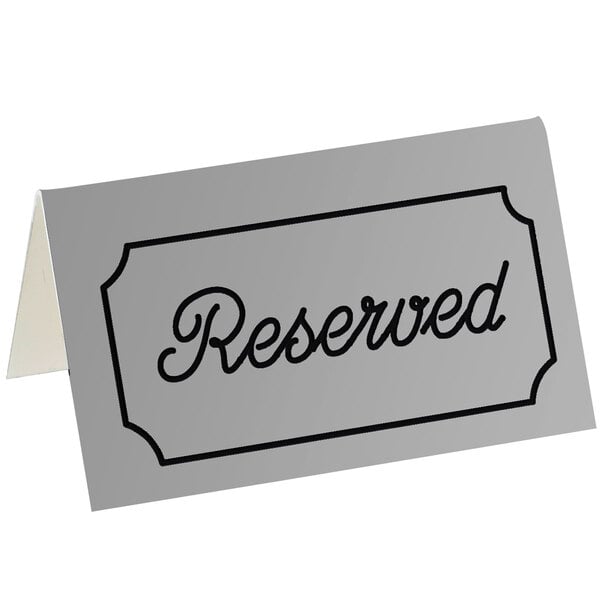 Cal-Mil 273-10 5" x 3" Gray/Black Double-Sided "Reserved" Tent Sign